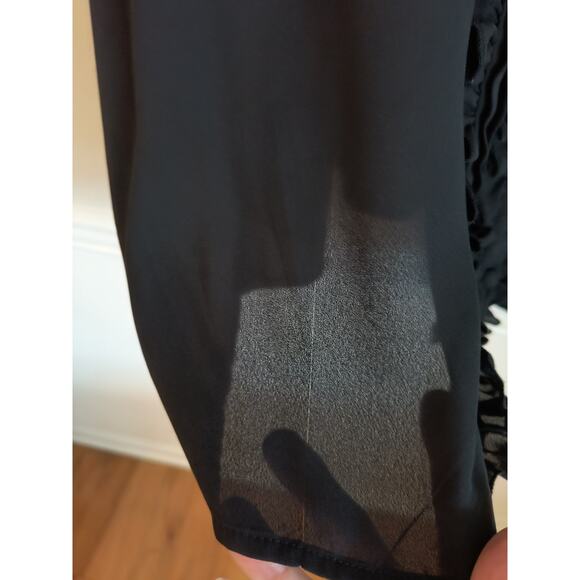 Torrid Button Down Blouse Women's 2X Black Ruffled front Smocked Waist Chiffon - Picture 3 of 15